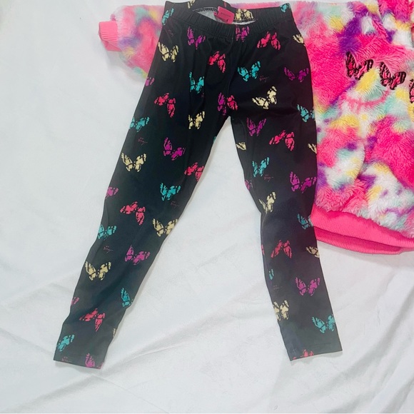 Betsy Johnson Hooded Sweatshirt Leggings 2pc outfit Girls XS Butterfly Rainbow - Picture 6 of 12